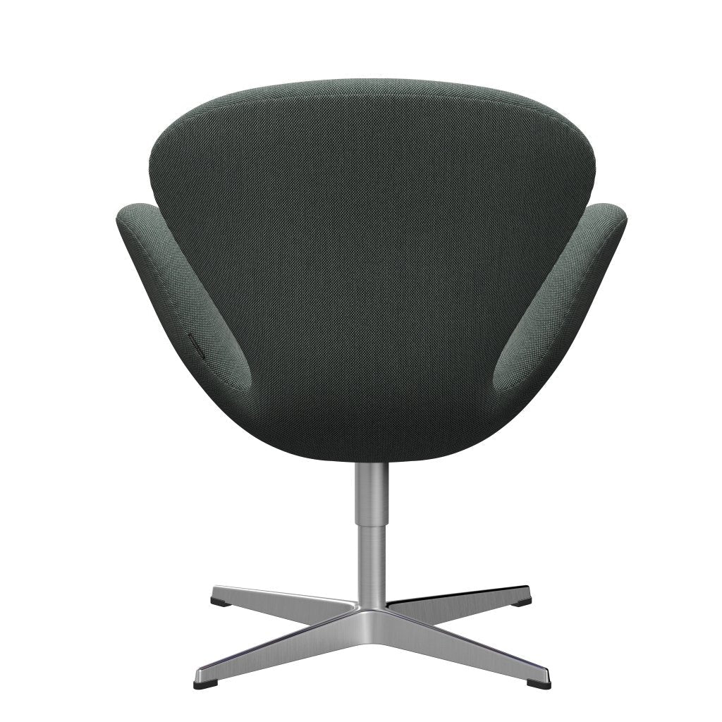 Fritz Hansen Chaise salon de cygne, aluminium brossé en satin / trio Steelcut blanc / vert foncé