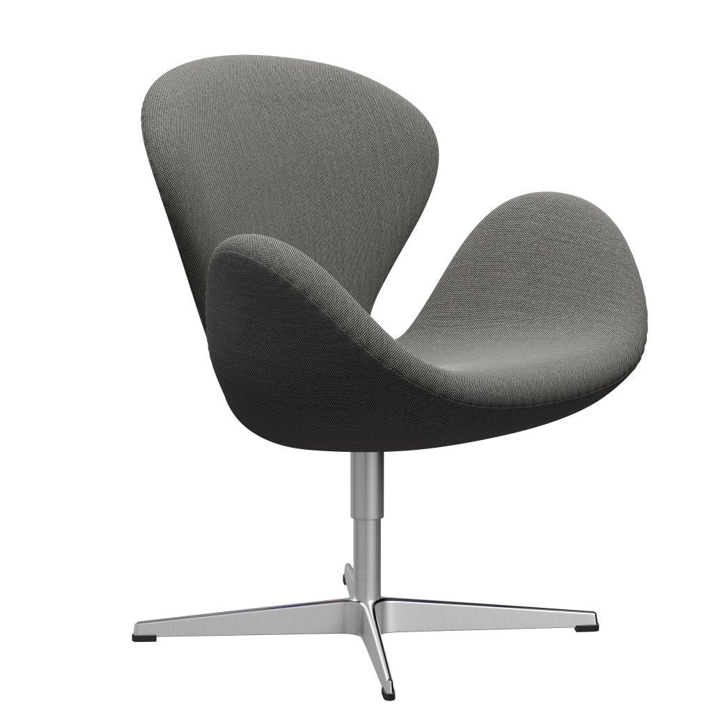 Fritz Hansen Swan Lounge stol, satin børstet aluminium/stålcut trio hvid/sort