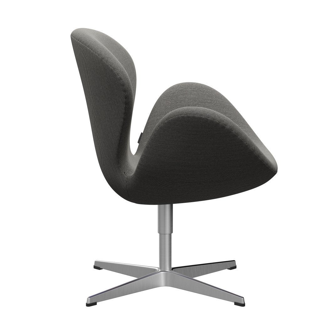 Fritz Hansen Swan Lounge stol, satin børstet aluminium/stålcut trio hvid/sort