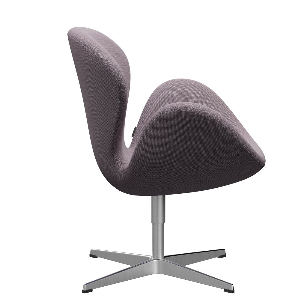 Sedia da salone Fritz Hansen Swan, trio in alluminio/taglio in acciaio in raso bianco/viola