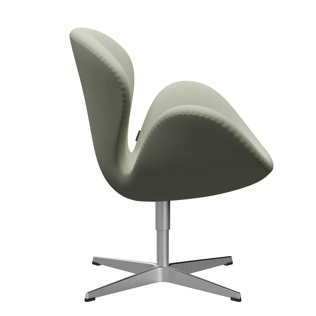 Fritz Hansen Chaise de salon de cygne, aluminium brossé en satin / lumière turquoise en acier