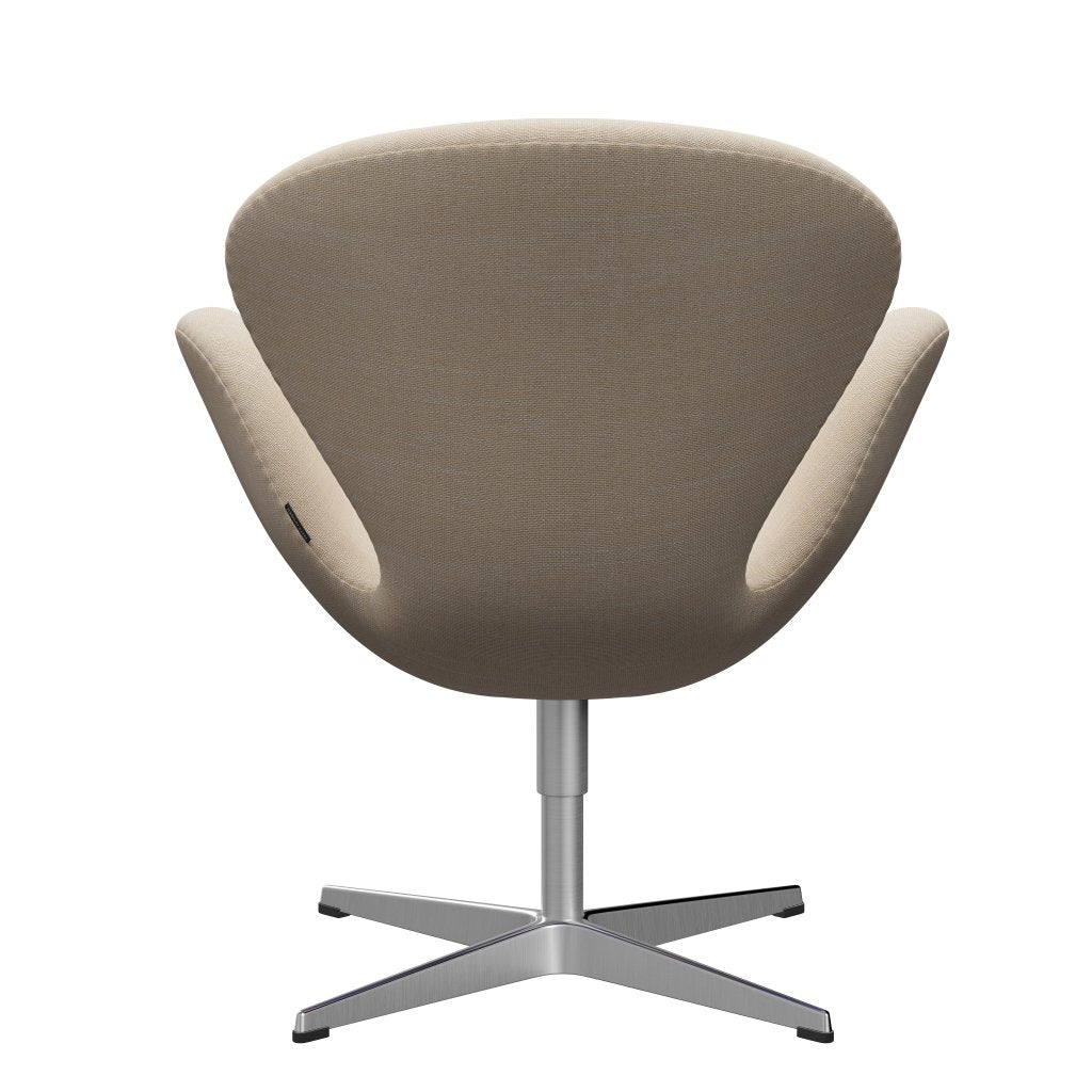 Sedia fritz Hansen Swan Lounge, alluminio spazzolato in raso/panna da sole/sabbia