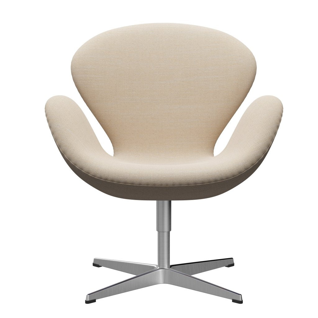 Sedia fritz Hansen Swan Lounge, alluminio spazzolato in raso/panna da sole/sabbia