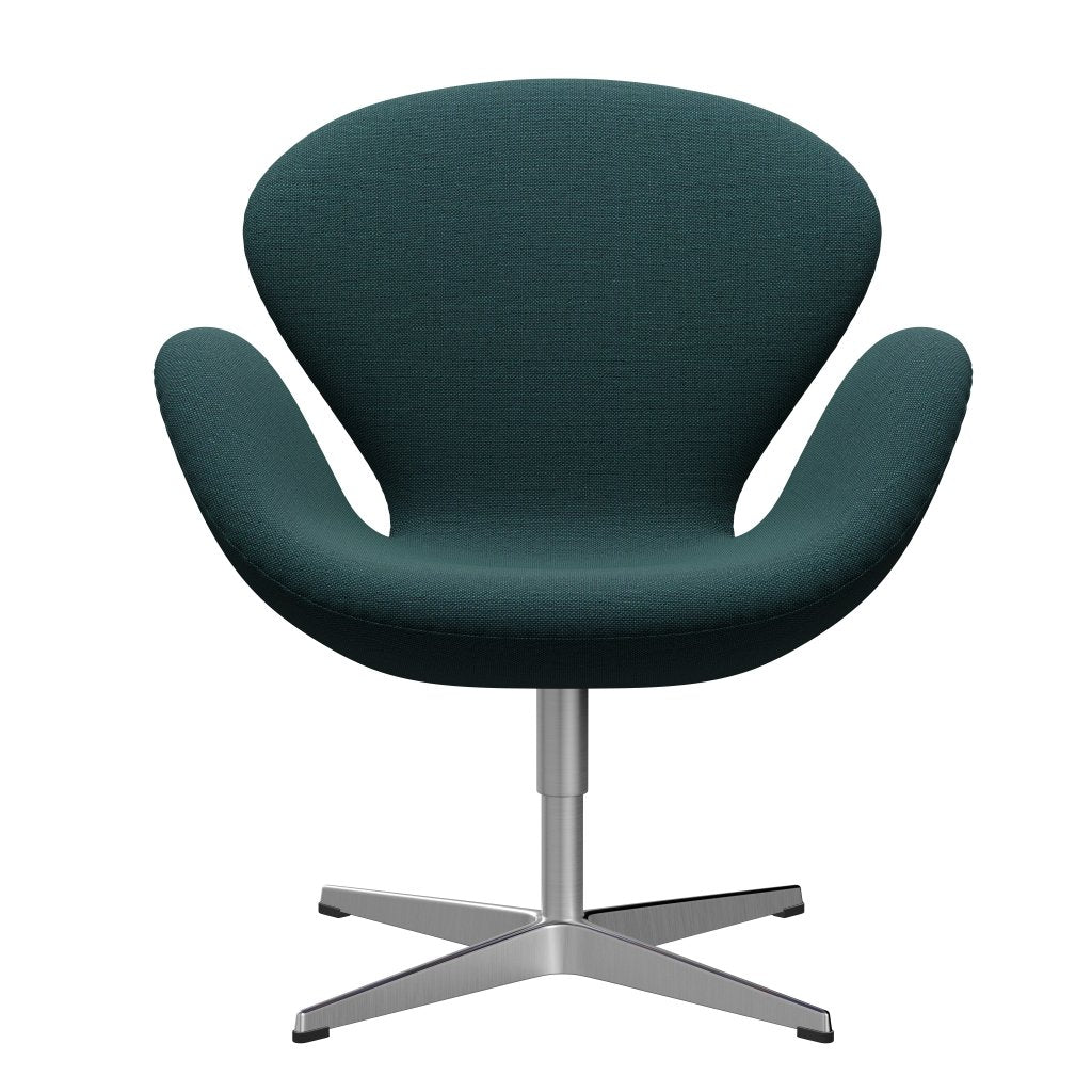 Fritz Hansen Swan Lounge Chair, Satin Brushed Aluminium/Sunniva Green/Gray