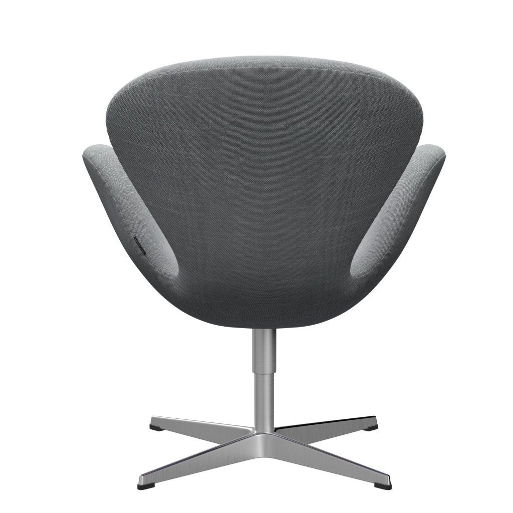 Sedia fritz Hansen Swan Lounge, alluminio spazzolato in raso/Sunniva grigio chiaro/blu chiaro