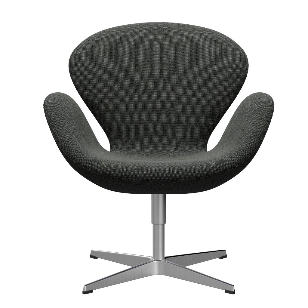 Fritz Hansen Chaise salon de cygne, aluminium brossé en satin / sunniva gris clair / gris foncé