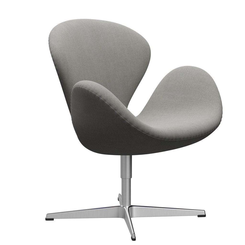 Sedia fritz Hansen Swan Lounge, alluminio spazzolato in raso/sabbia solare/grigio chiaro