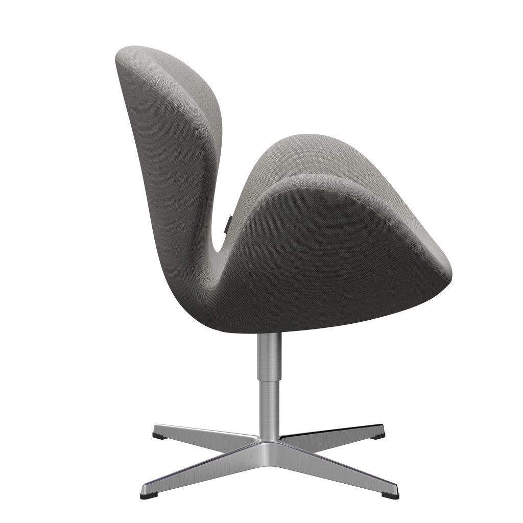 Sedia fritz Hansen Swan Lounge, alluminio spazzolato in raso/sabbia solare/grigio chiaro