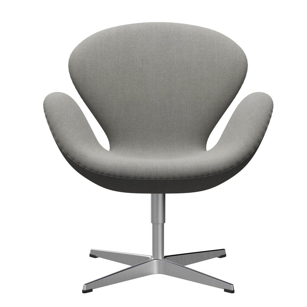 Fritz Hansen Chaise salon de cygne, aluminium brossé en satin / sable sunniva / gris clair