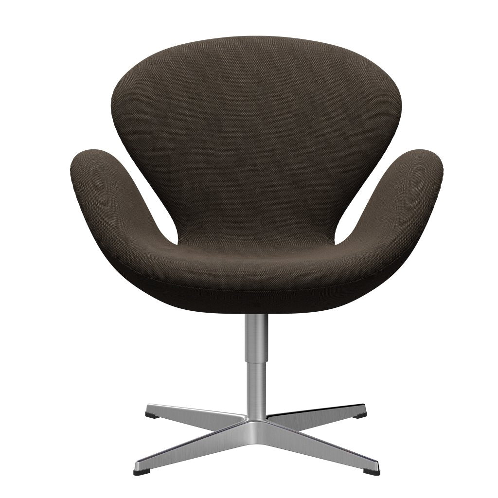 Sedia fritz Hansen Swan Lounge, alluminio spazzolato in raso/cioccolato Sunniva/nero