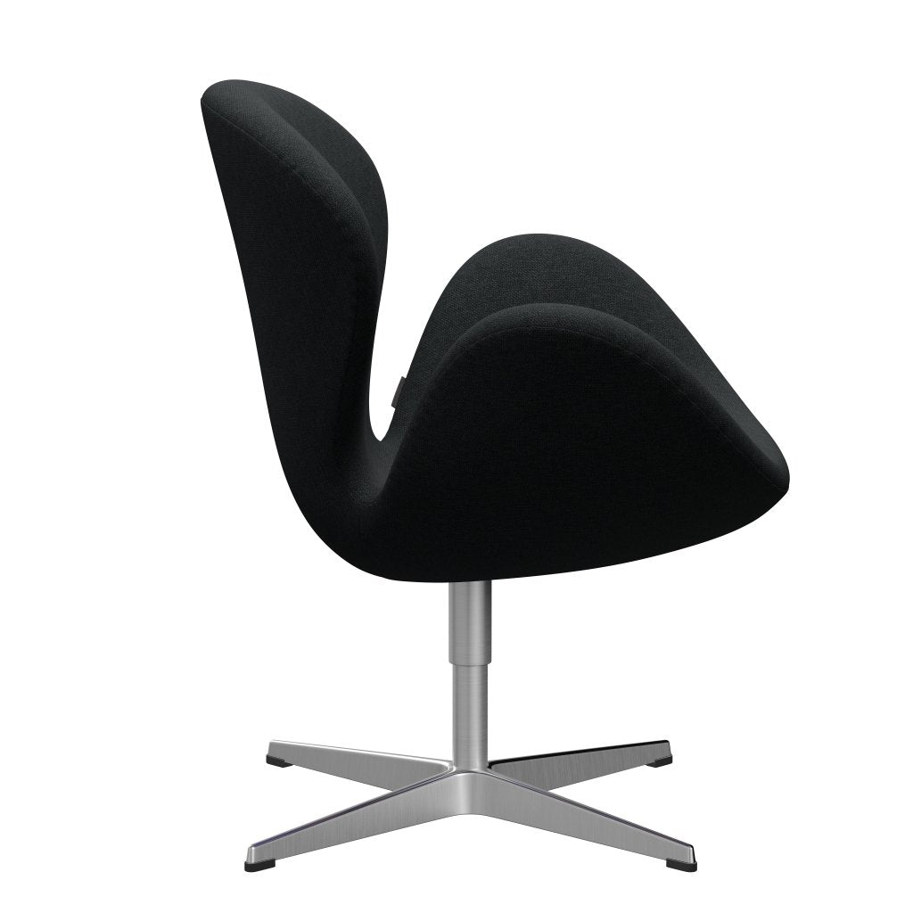 Fritz Hansen Chaise salon de cygne, aluminium brossé en satin / sunniva noir / gris foncé