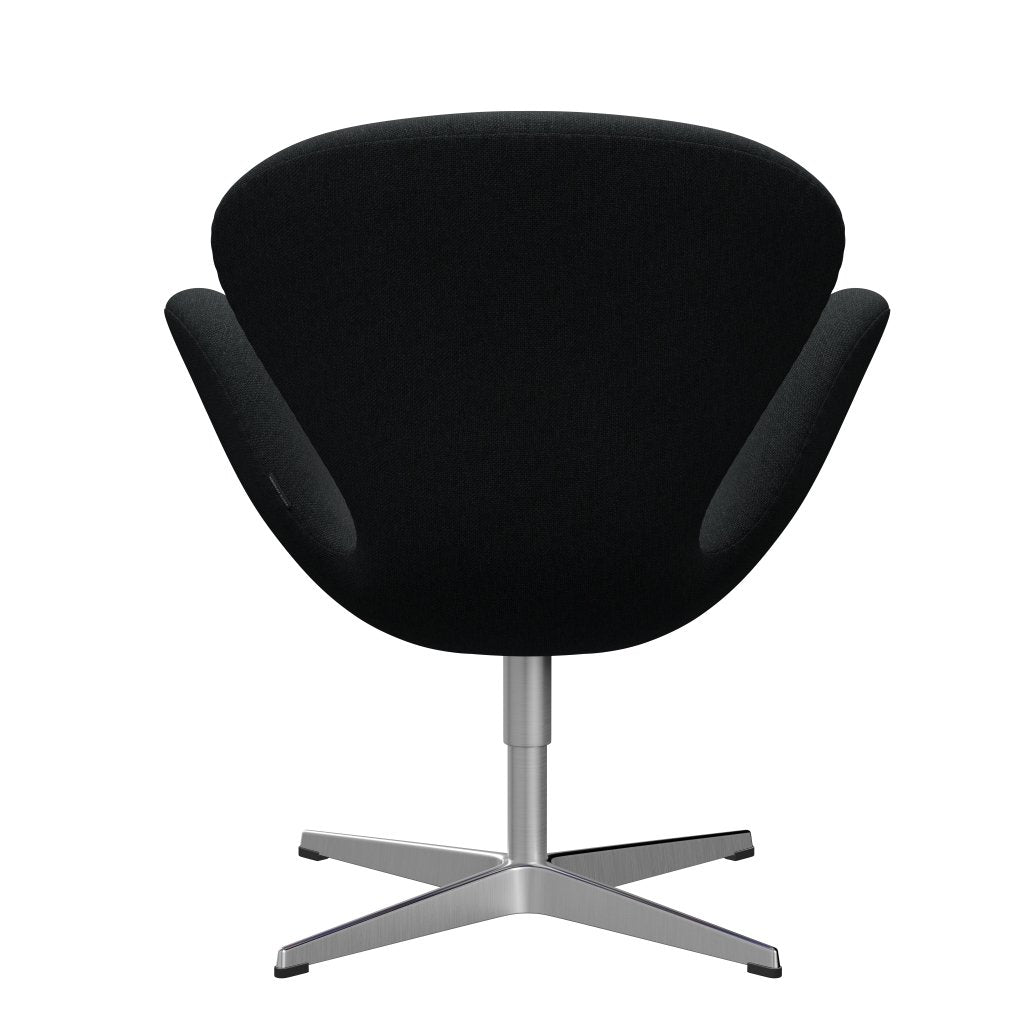 Fritz Hansen Swan Lounge Sillón, aluminio cepillado por satén/Sunniva Negro/Gris Oscuro