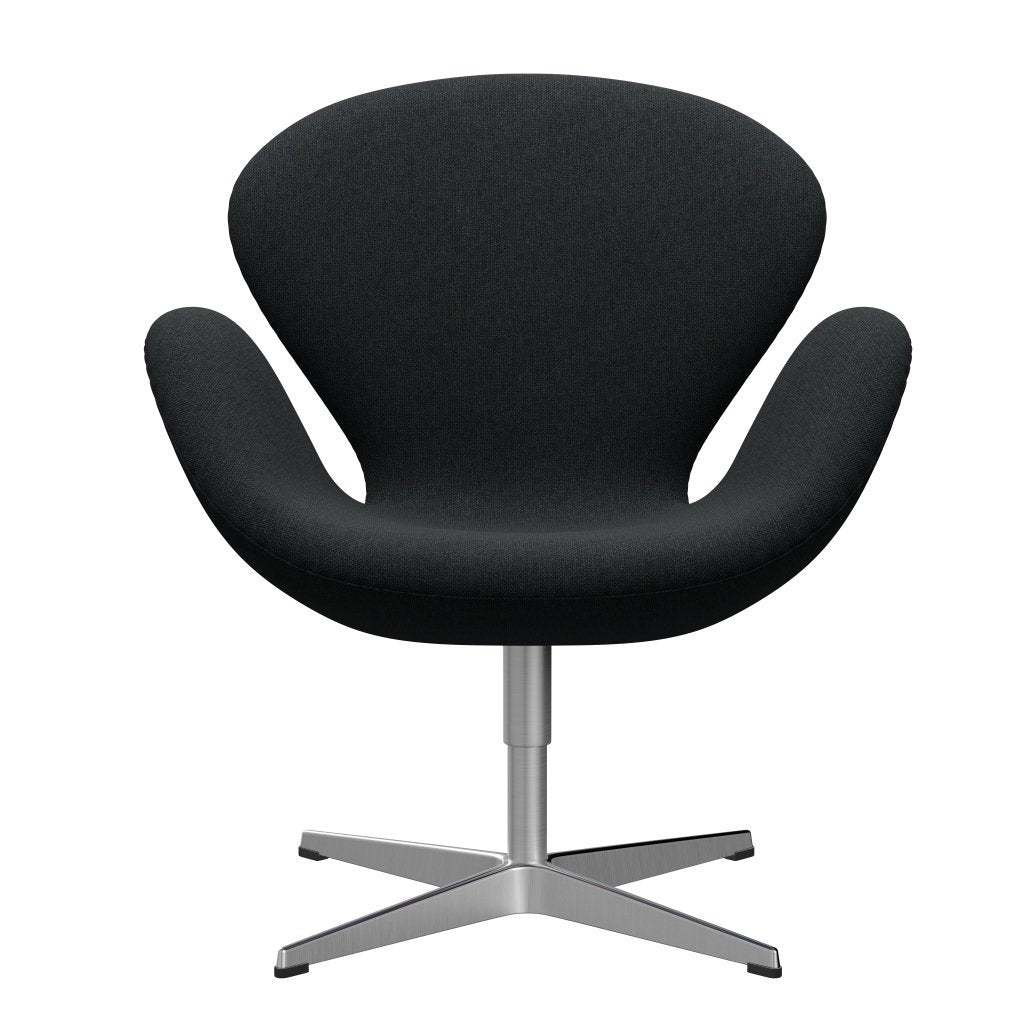 Fritz Hansen Chaise salon de cygne, aluminium brossé en satin / sunniva noir / gris foncé