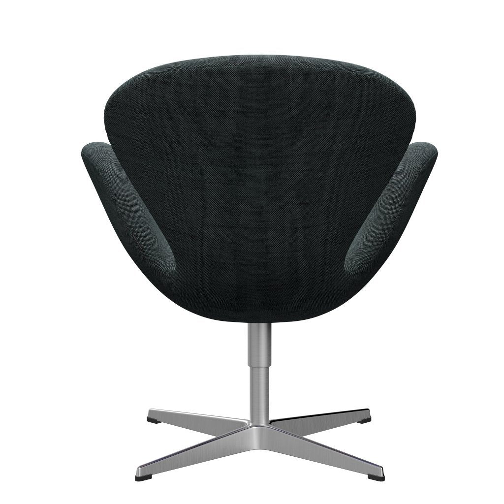 Sedia fritz Hansen Swan Lounge, alluminio spazzolato in raso/Sunniva Nero/Blu chiaro