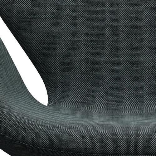 Sedia fritz Hansen Swan Lounge, alluminio spazzolato in raso/Sunniva Nero/Blu chiaro