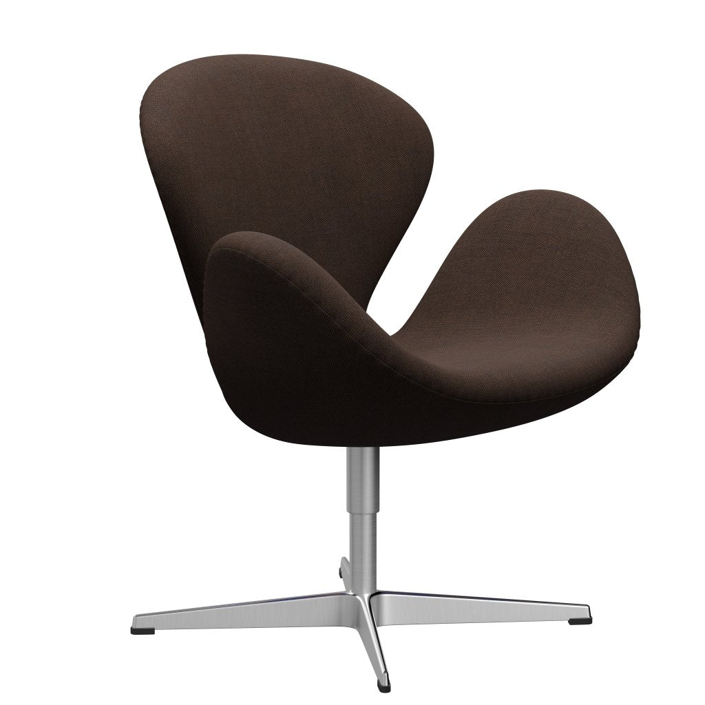 Sillón Fritz Hansen Swan, aluminio cepillado por satén/Sunniva Negro/Castaño