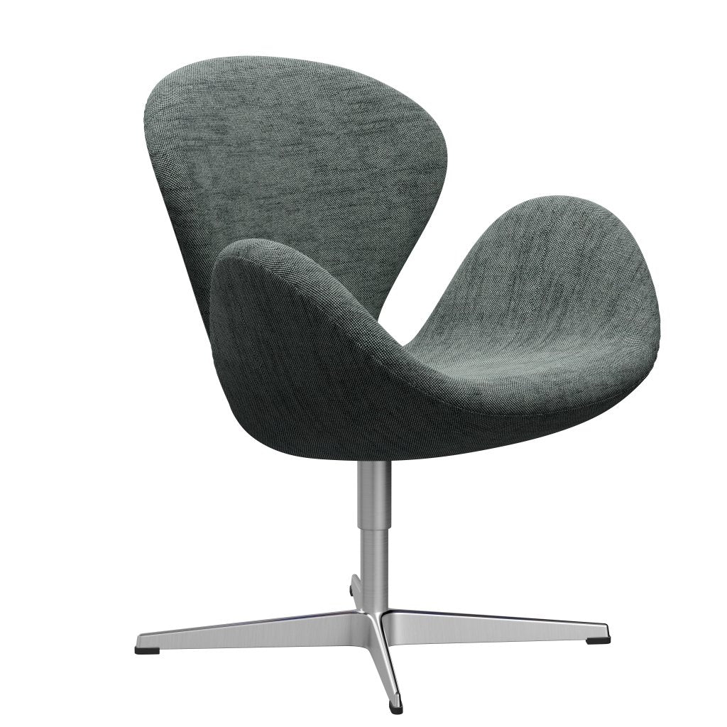 Fritz Hansen Swan Lounge -stoel, satijnen geborsteld aluminium/sunniva zwart/wit