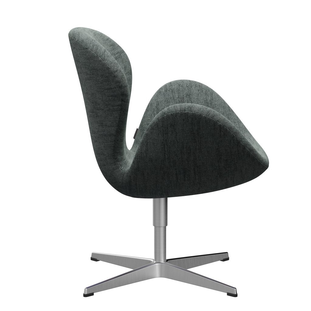 Fritz Hansen Swan Lounge -stoel, satijnen geborsteld aluminium/sunniva zwart/wit