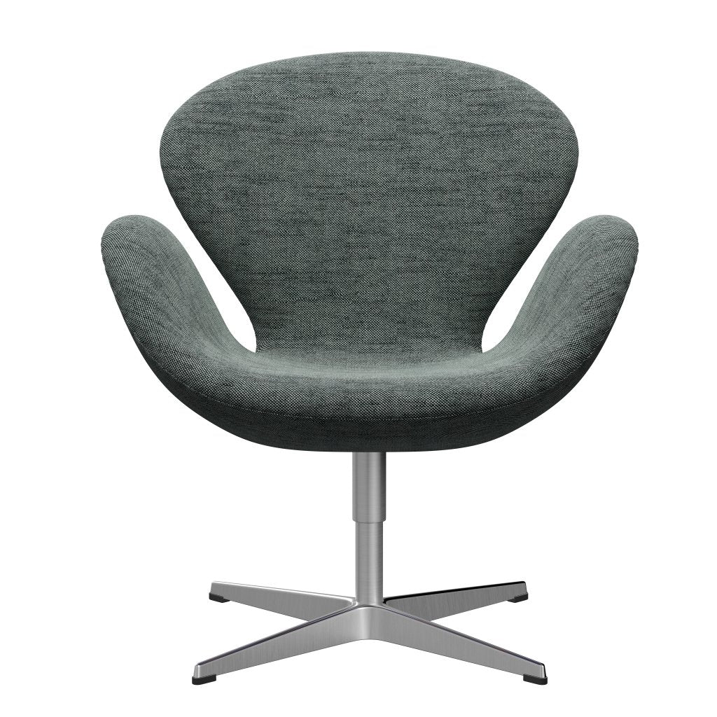 Fritz Hansen Swan Lounge -stoel, satijnen geborsteld aluminium/sunniva zwart/wit