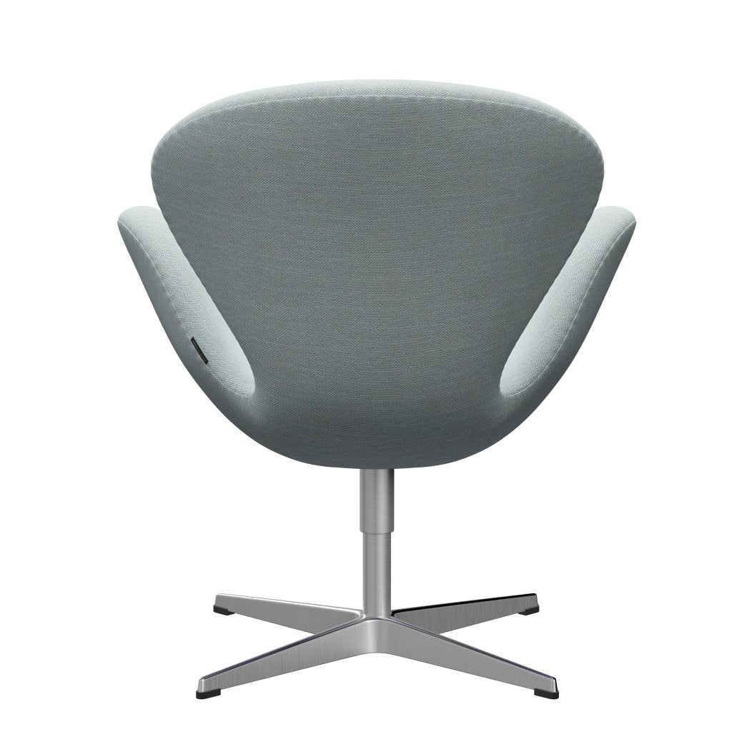 Sedia fritz Hansen Swan Lounge, alluminio spazzolato in raso/Sunniva Bianco/Blu chiaro