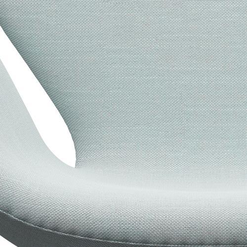 Sedia fritz Hansen Swan Lounge, alluminio spazzolato in raso/Sunniva Bianco/Blu chiaro