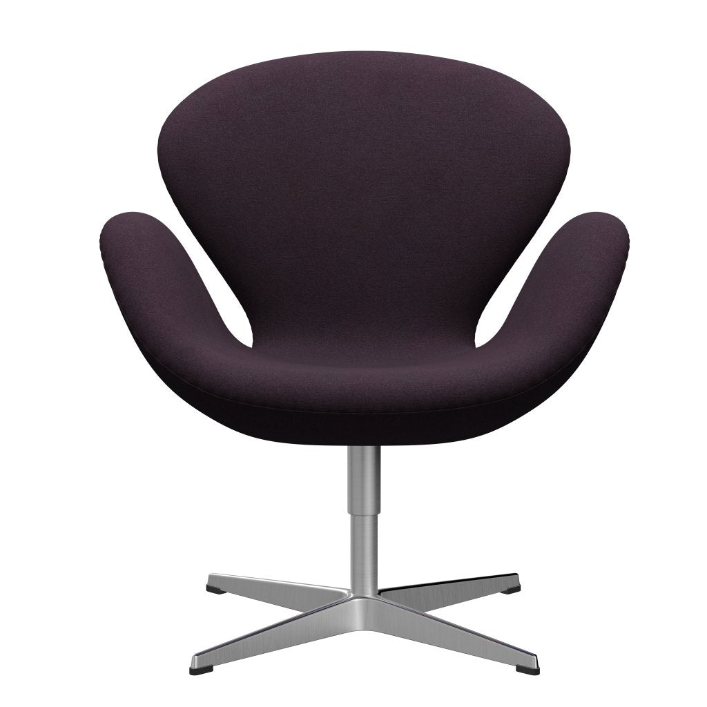 Fritz Hansen Swan Lounge -stoel, satijnen geborsteld aluminium/tonus aubergine