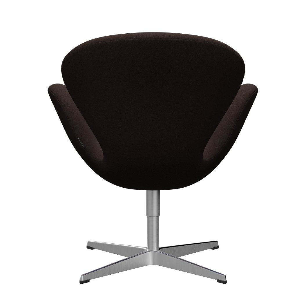 Sedia da salotto Fritz Hansen Swan, alluminio spazzolato in raso/tonus marrone scuro