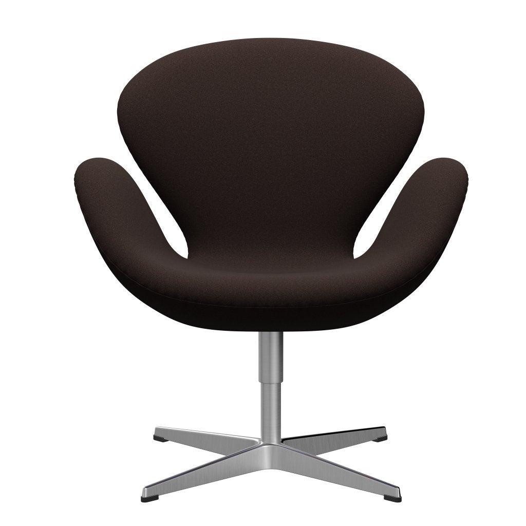 Sedia da salotto Fritz Hansen Swan, alluminio spazzolato in raso/tonus marrone scuro