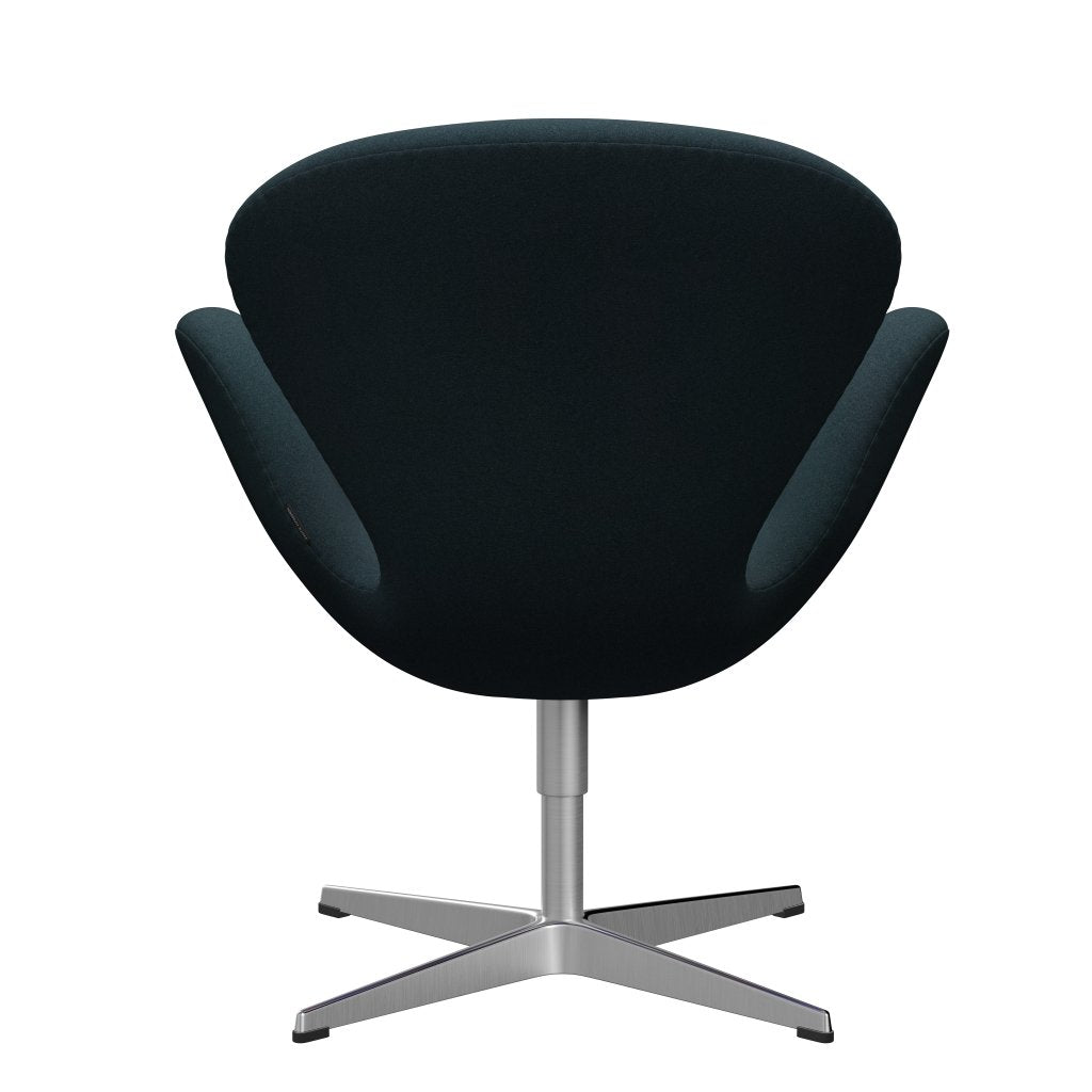 Sedia fritz Hansen Swan Lounge, alluminio spazzolato in raso/tonus verde scuro