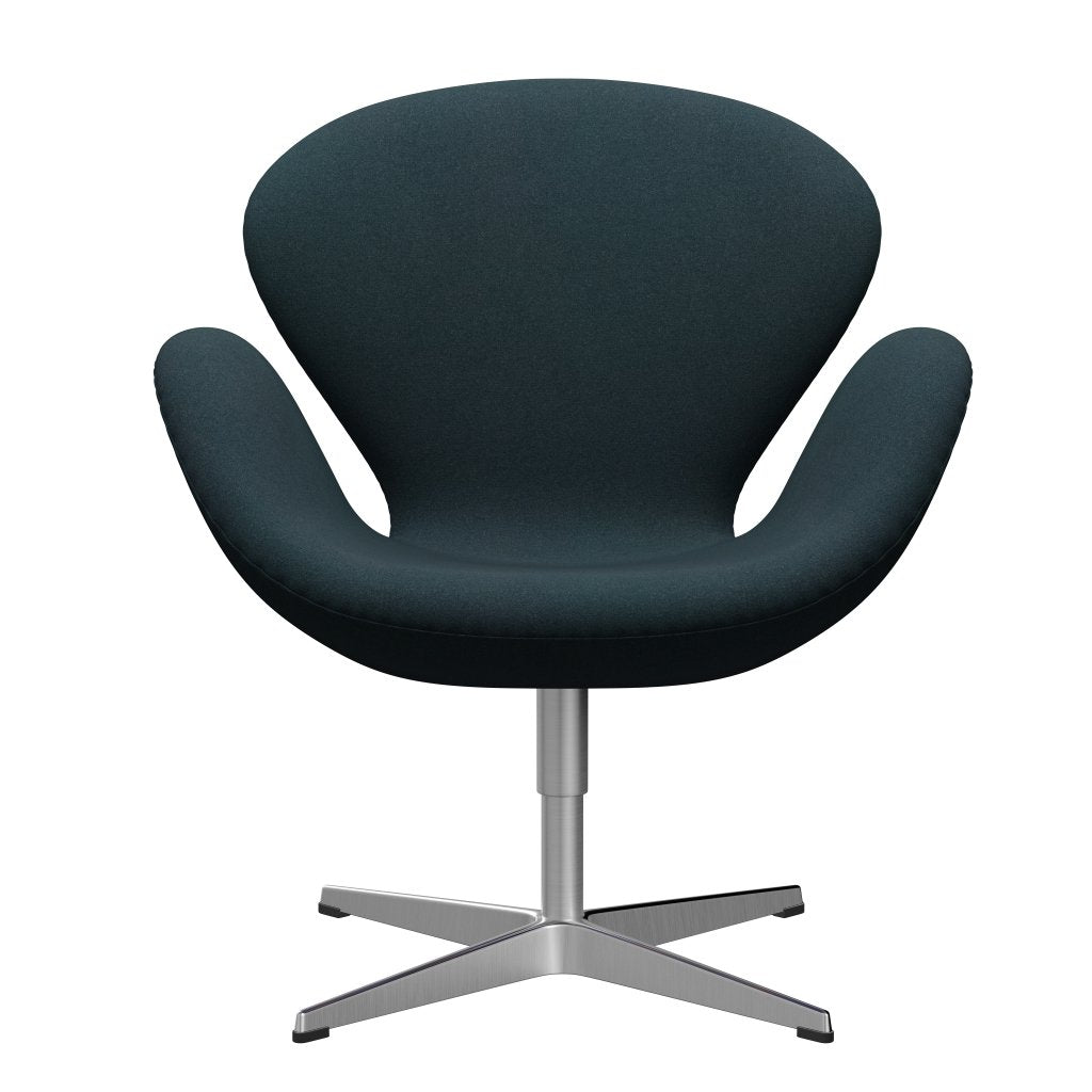 Sedia fritz Hansen Swan Lounge, alluminio spazzolato in raso/tonus verde scuro