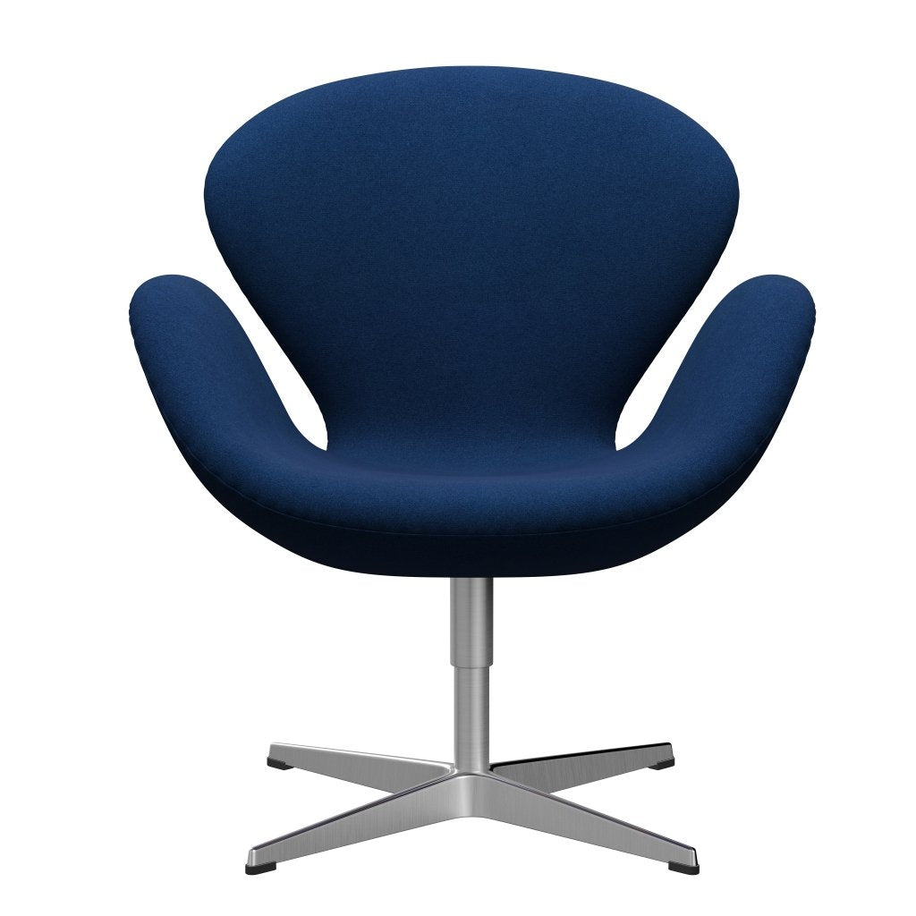 Fritz Hansen Chaise salon de cygne, aluminium brossé en satin / tonus bleu corail foncé