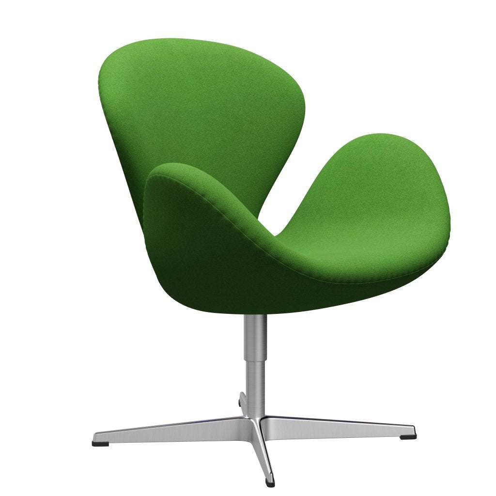 Sedia fritz Hansen Swan Lounge, alluminio spazzolato in raso/tono verde chiaro