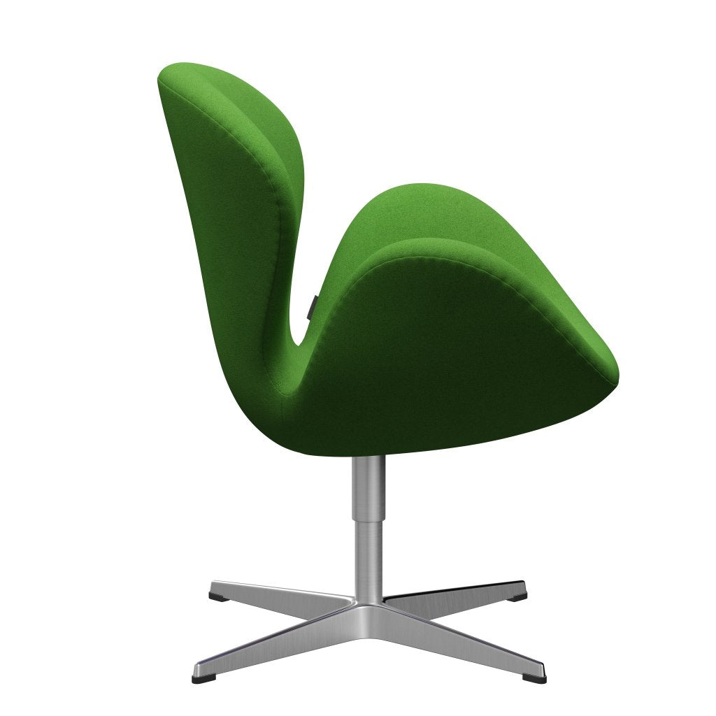 Sedia fritz Hansen Swan Lounge, alluminio spazzolato in raso/tono verde chiaro