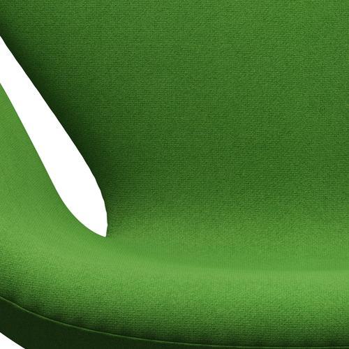 Sedia fritz Hansen Swan Lounge, alluminio spazzolato in raso/tono verde chiaro