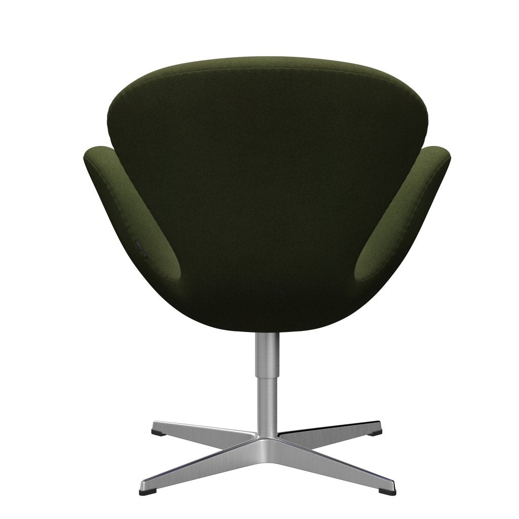 Sedia fritz Hansen Swan Lounge, in alluminio spazzolato in raso/Tonus verde militare