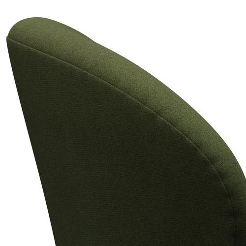 Sedia fritz Hansen Swan Lounge, in alluminio spazzolato in raso/Tonus verde militare