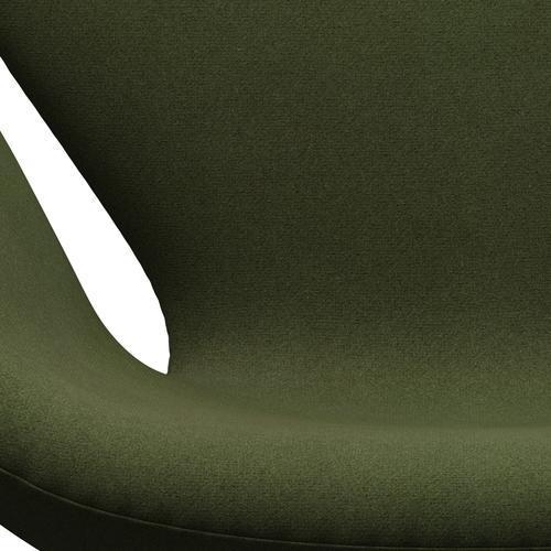 Sedia fritz Hansen Swan Lounge, in alluminio spazzolato in raso/Tonus verde militare