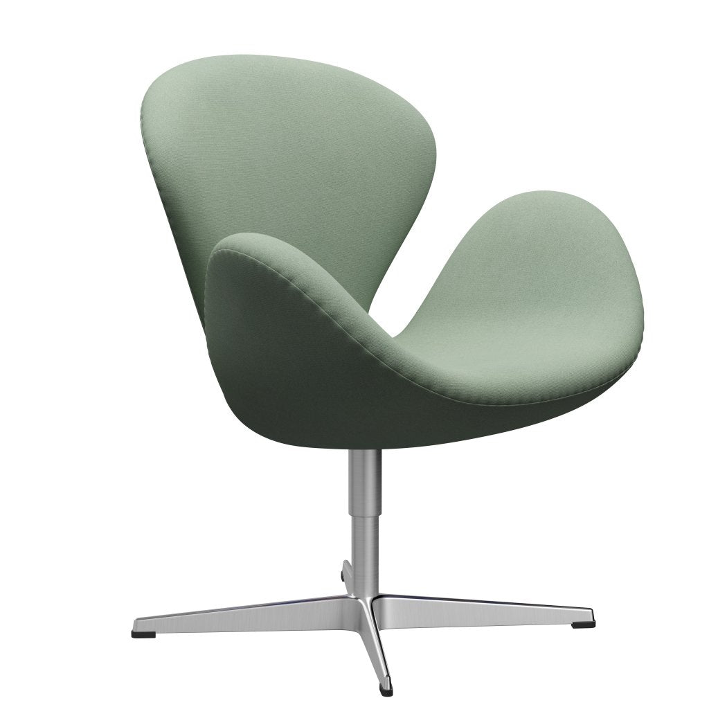 Fritz Hansen Swan Lounge Silla, aluminio cepillado por satén/tono menta verde