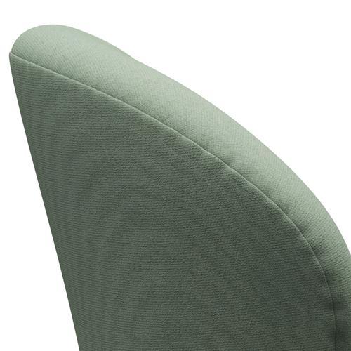 Fritz Hansen Chaise de salon de cygne, aluminium brossé en satin / ton vert menthe vert