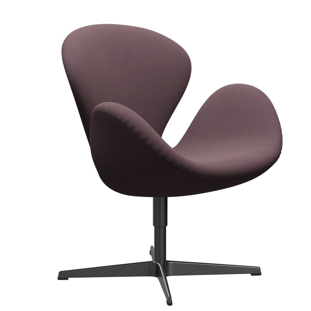 Fritz Hansen Chaise longue du cygne, laquée noire / capture aubergine