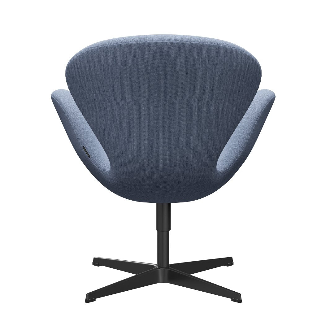 Fritz Hansen Chaise salon de cygne, noir laqué / capture bleu clair (4902)