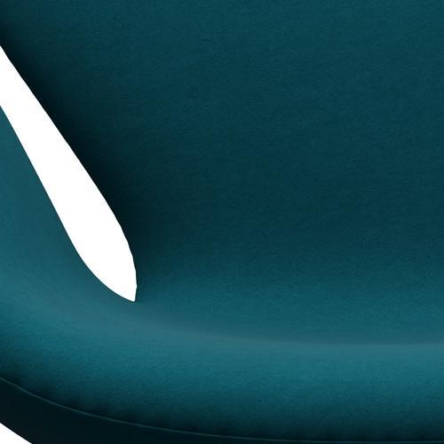 Fritz Hansen Chaise de salon de cygne, laquée noire / confort vert / bleu