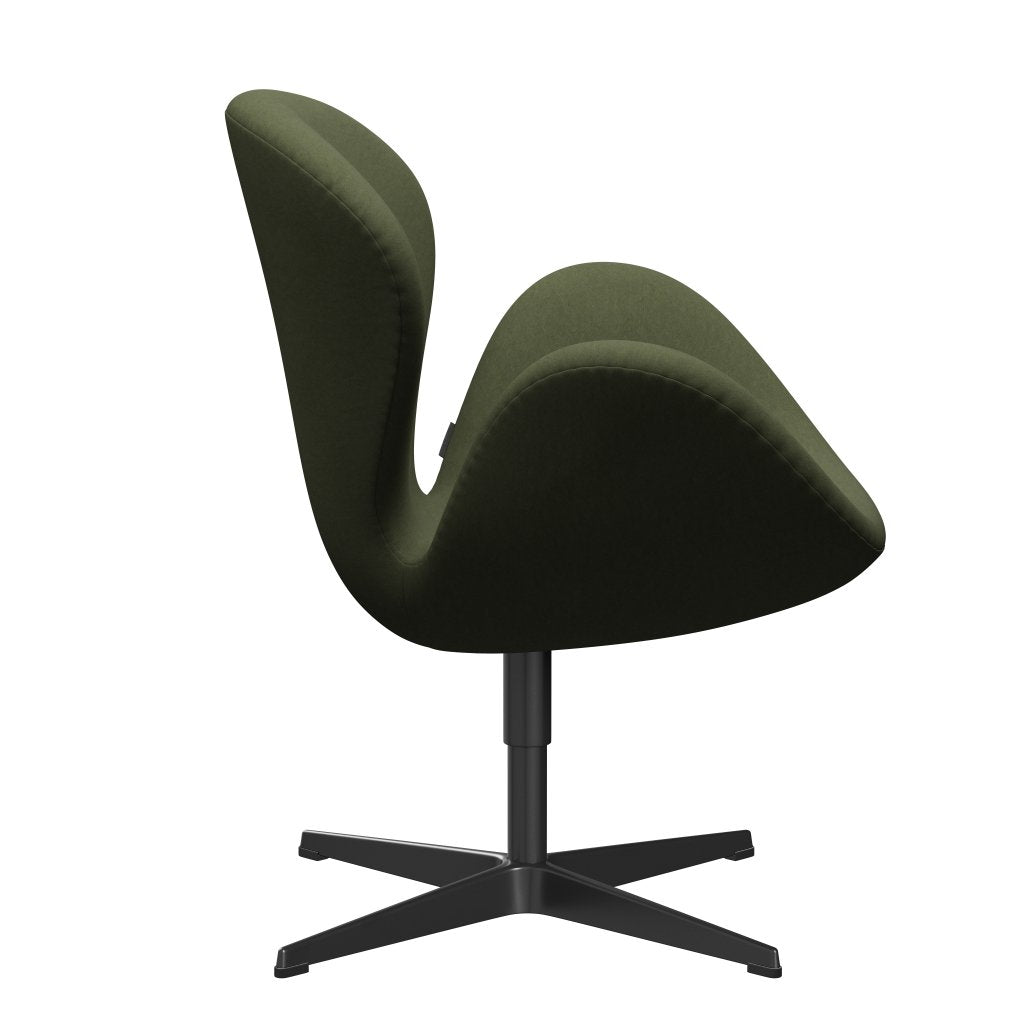 Fritz Hansen Chaise de salon de cygne, laqué noir / confort vert / gris