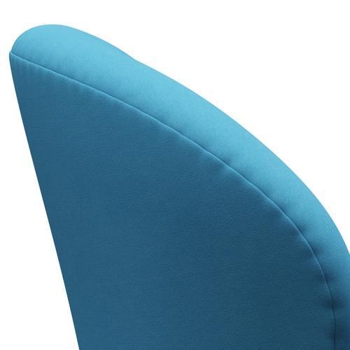 Fritz Hansen Chaise salon de cygne, noir laqué noir / confort bleu clair (66010)