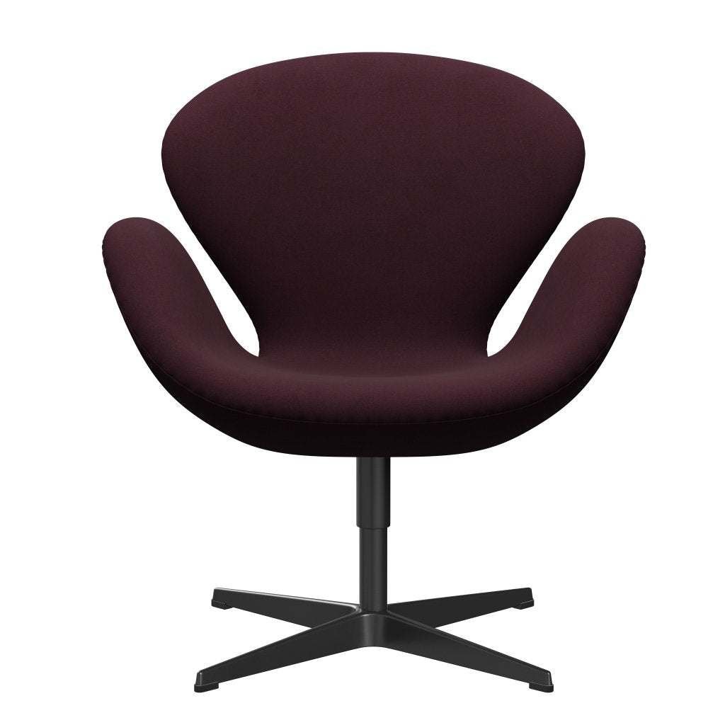 Silla de salón de cisne Fritz Hansen, lacado negro/comodidad Burdeos Burdeos