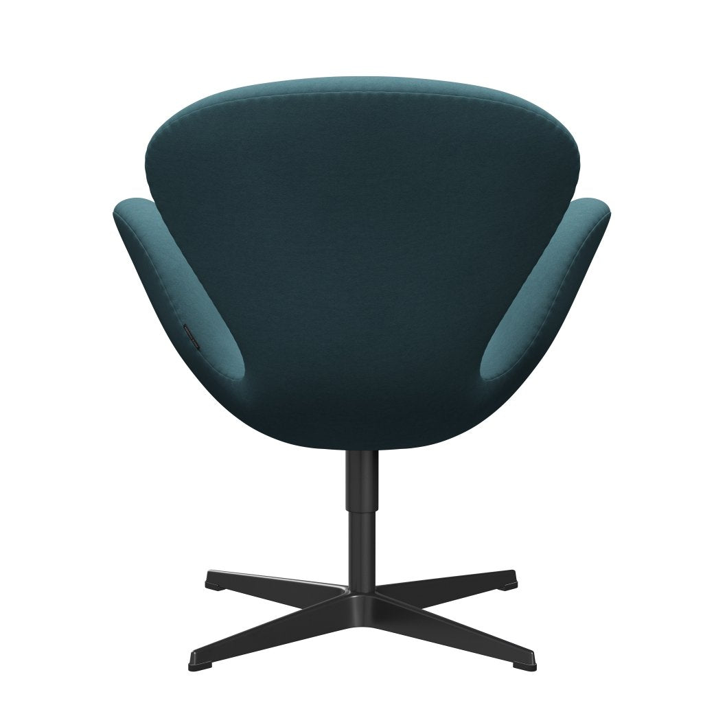 Sedia fritz Hansen Swan Lounge, laccatura nera/comfort grigio chiaro/blu