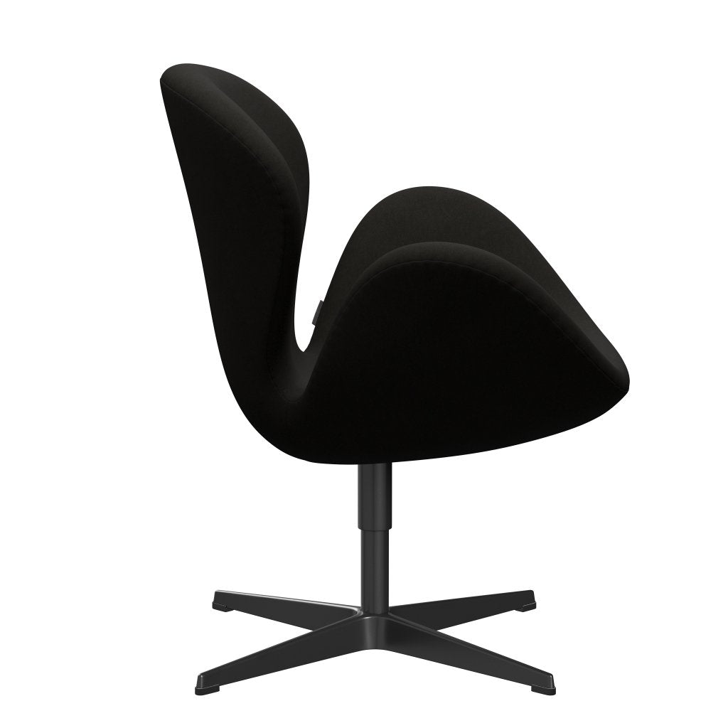 Fritz Hansen Chaise salon de cygne, noir laqué / confort noir (61013)