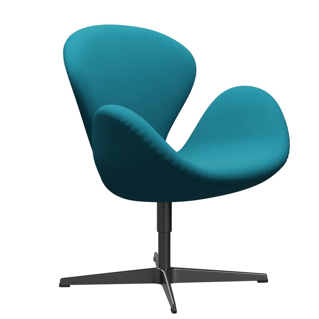 Fritz Hansen Chaise salon de cygne, lumière turquoise laquée / confort noire