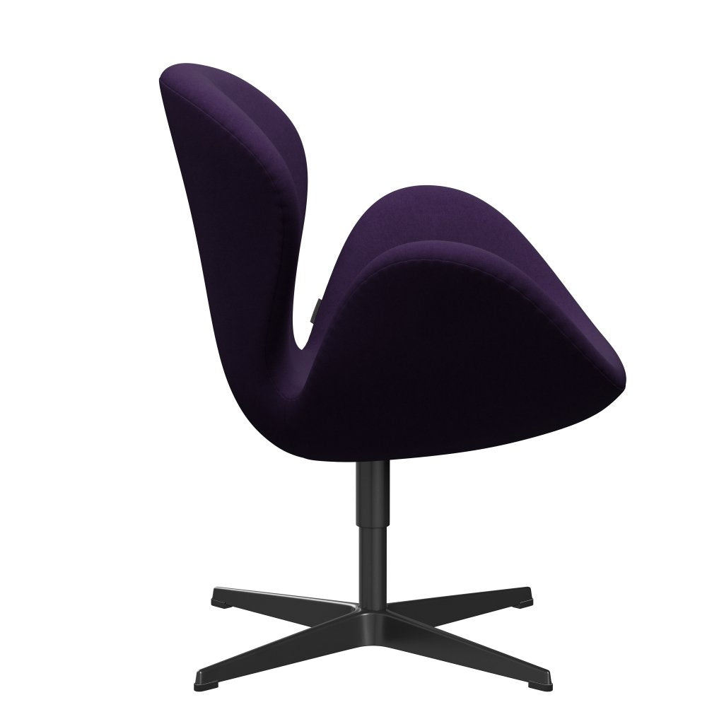 Sillón de cisne Fritz Hansen, lacado negro/comodidad violeta oscuro