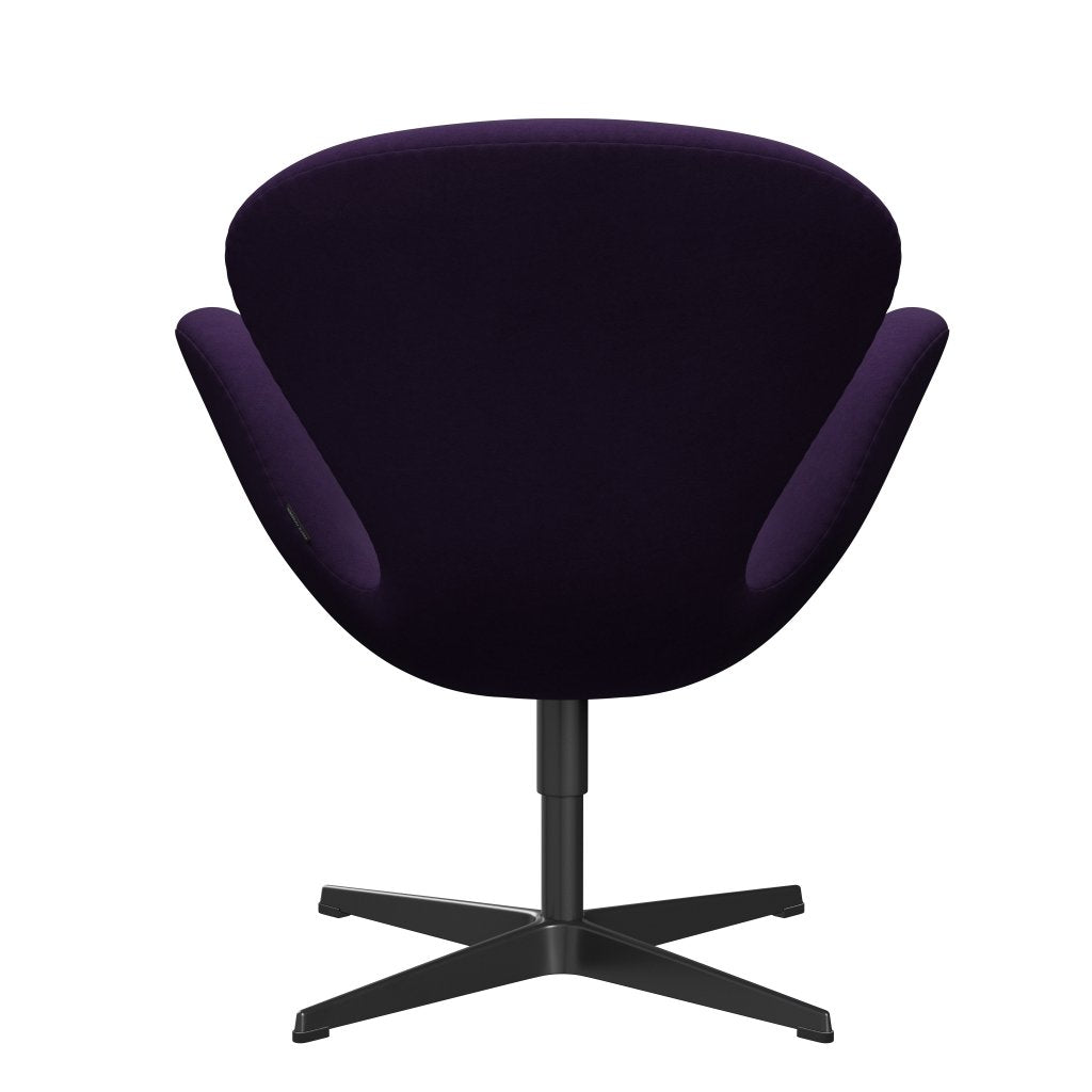 Fritz Hansen Swan Lounge Chair, Black Lackered/Comfort Violet Dark